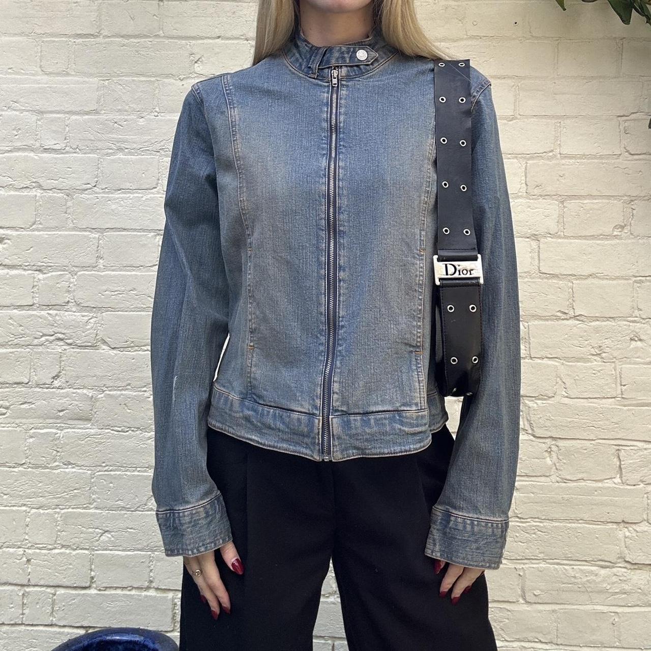 Vintage 00s denim biker jacket