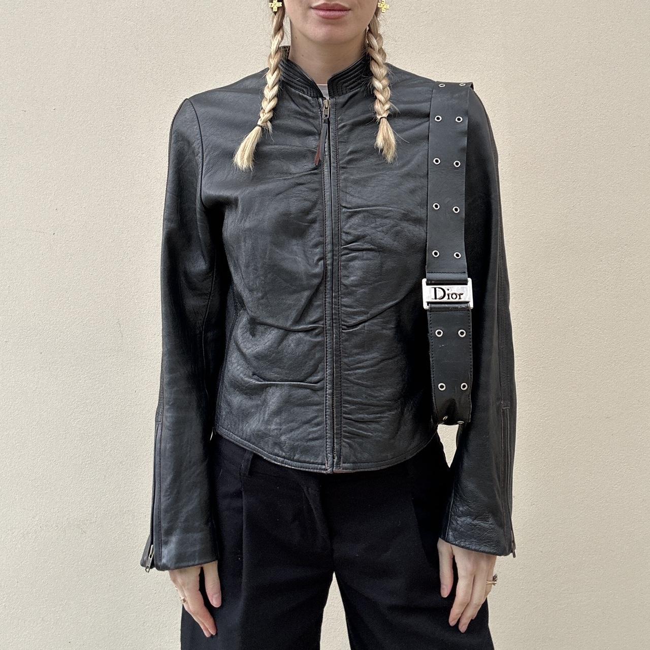Vintage 00s leather rutched jacket