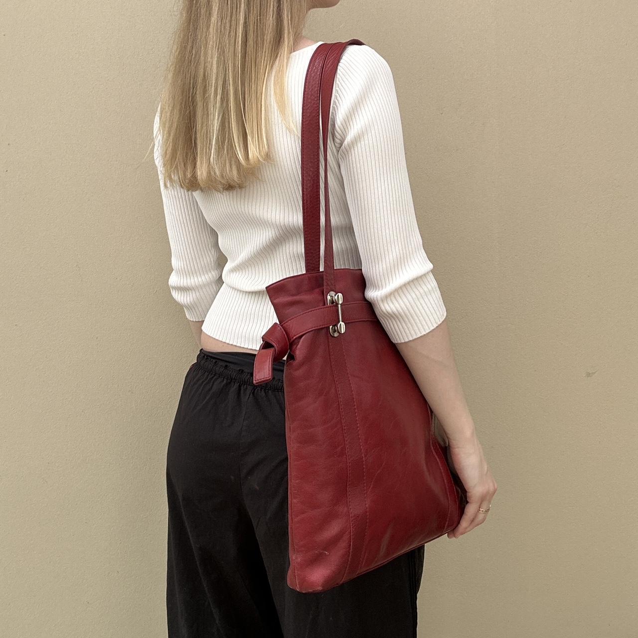 Burgundy leather tote bag
