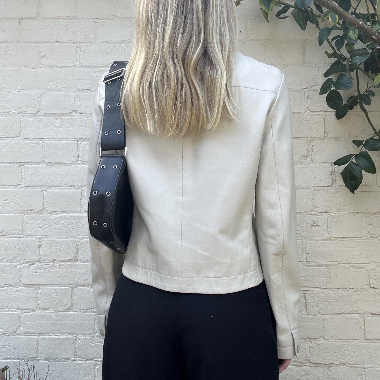 Vintage 00s ivory white leather jacket