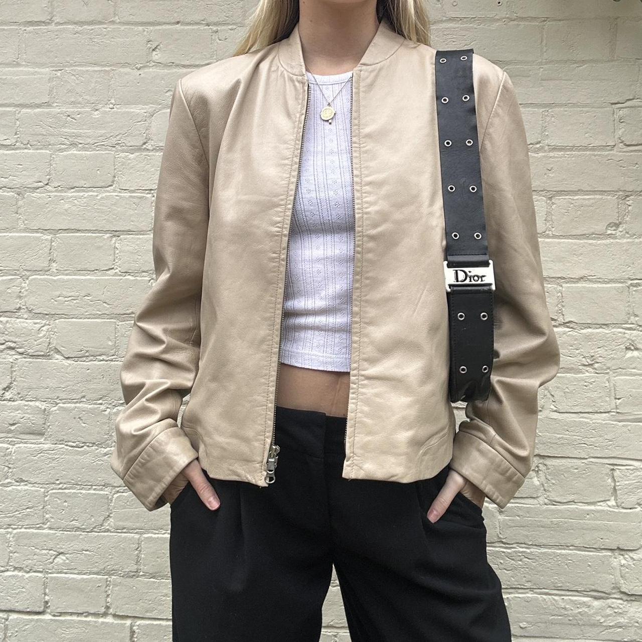 Vintage 00s cream leather jacket
