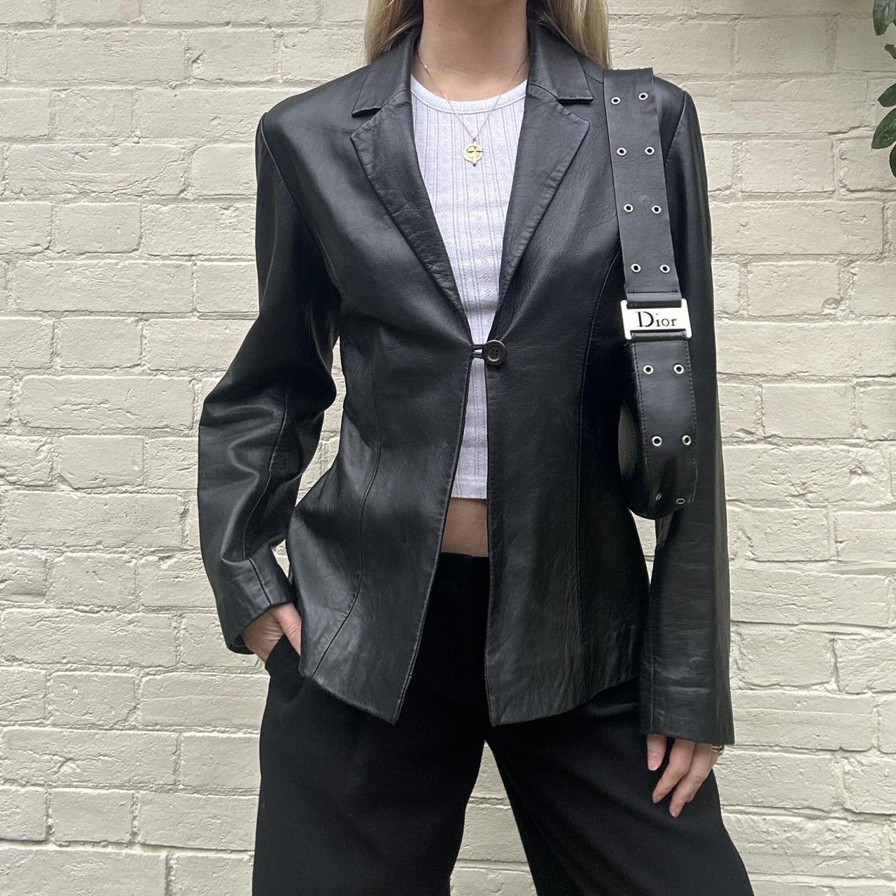 Vintage 00s black leather blazer