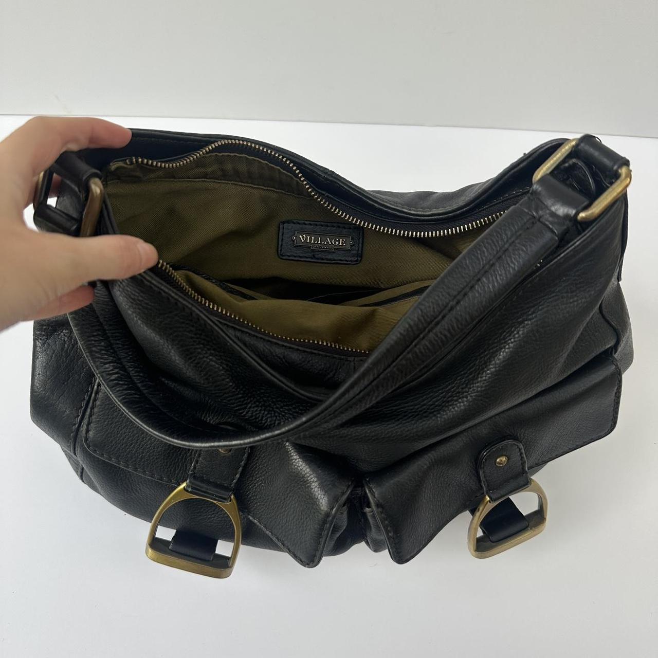 Vintage leather bag with gold horse stirrups detail
