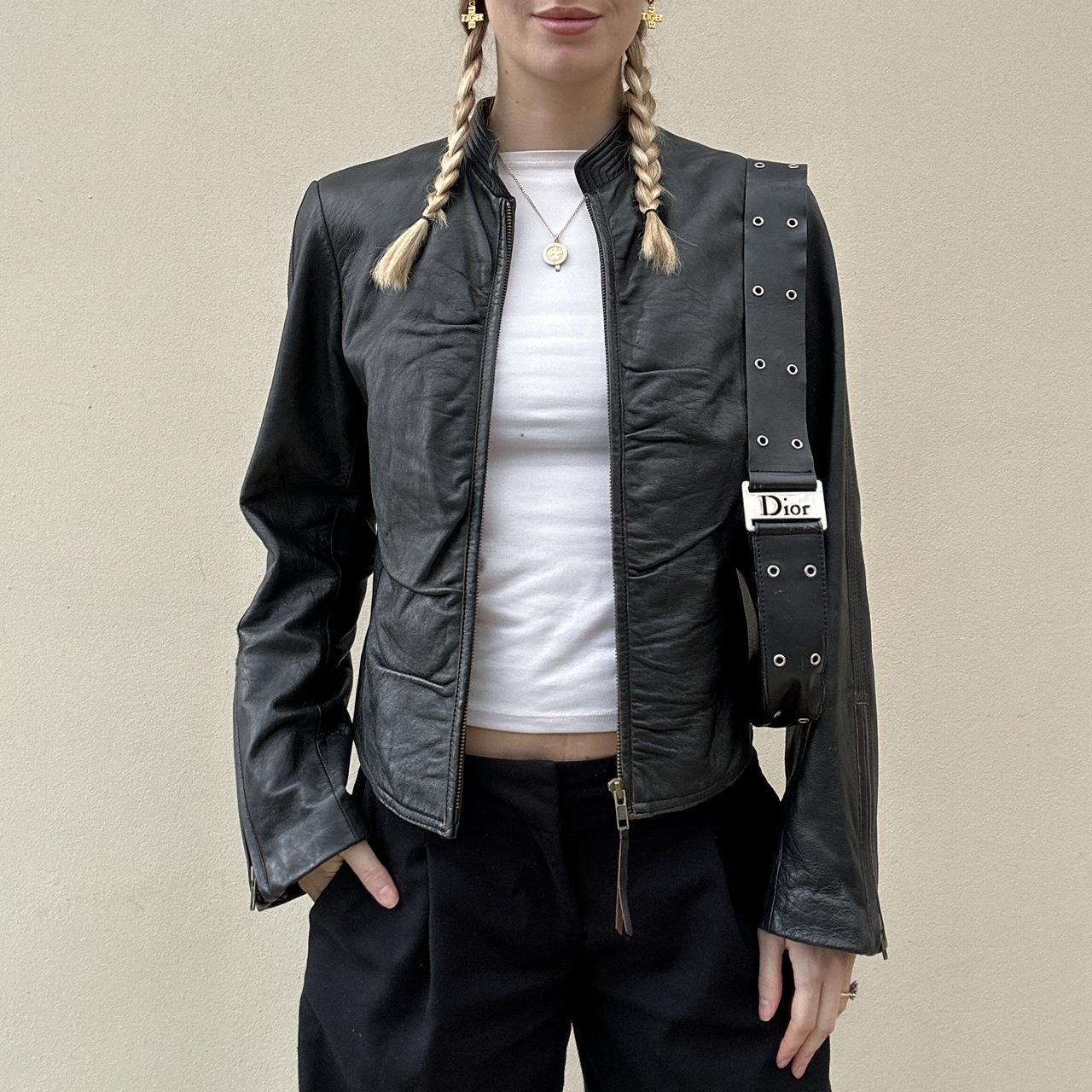 Vintage 00s leather rutched jacket