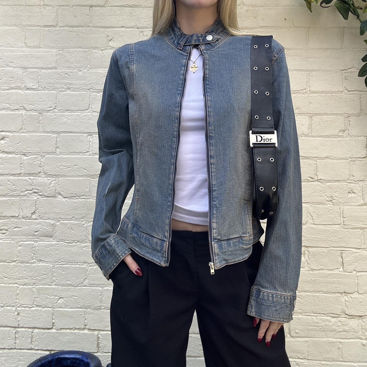 Vintage 00s denim biker jacket