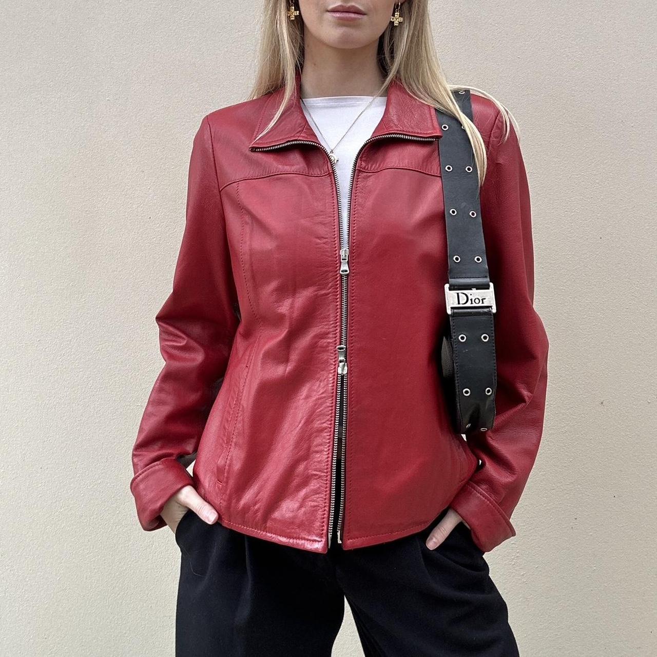 Vintage 00s red leather jacket