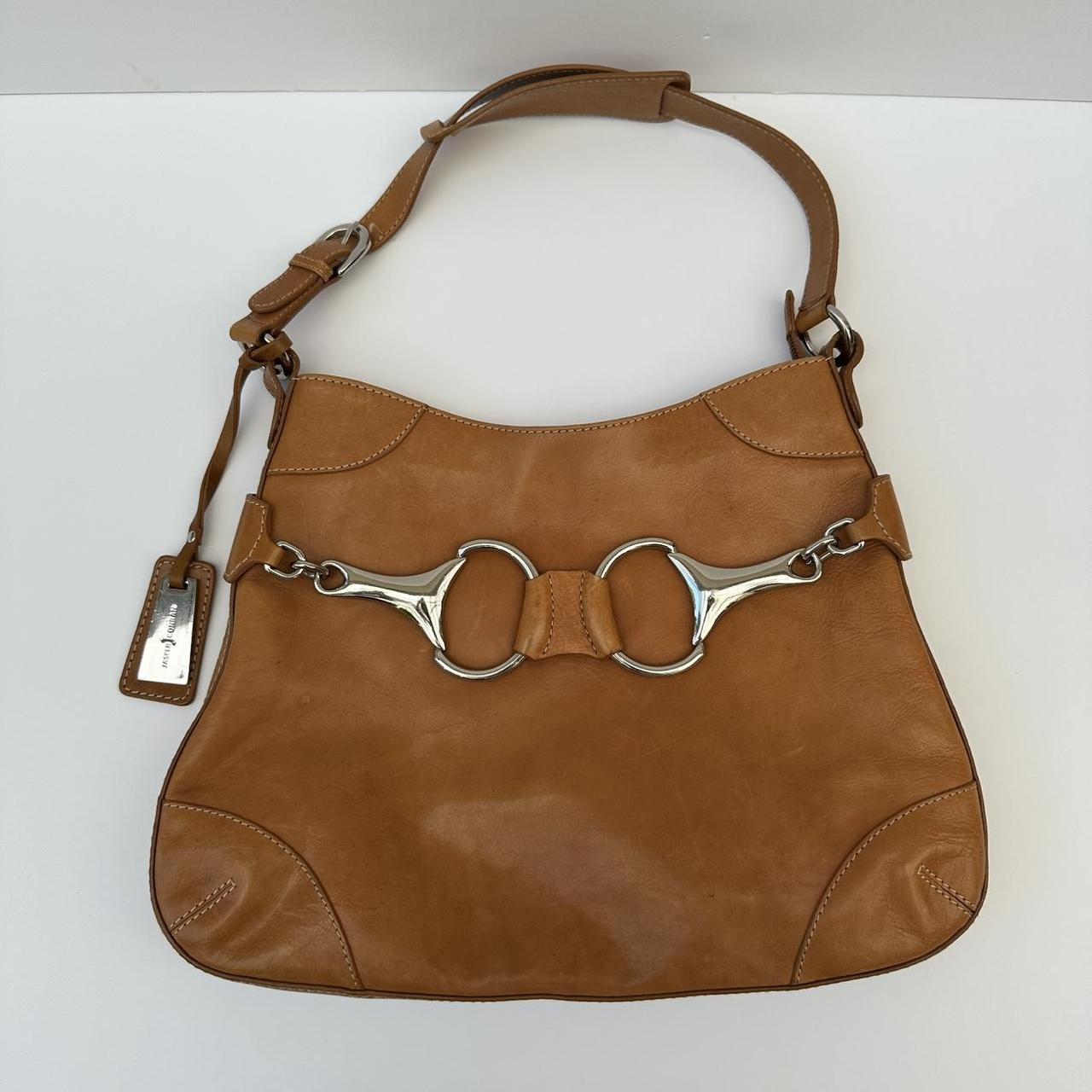 Tan vintage horse bit bag