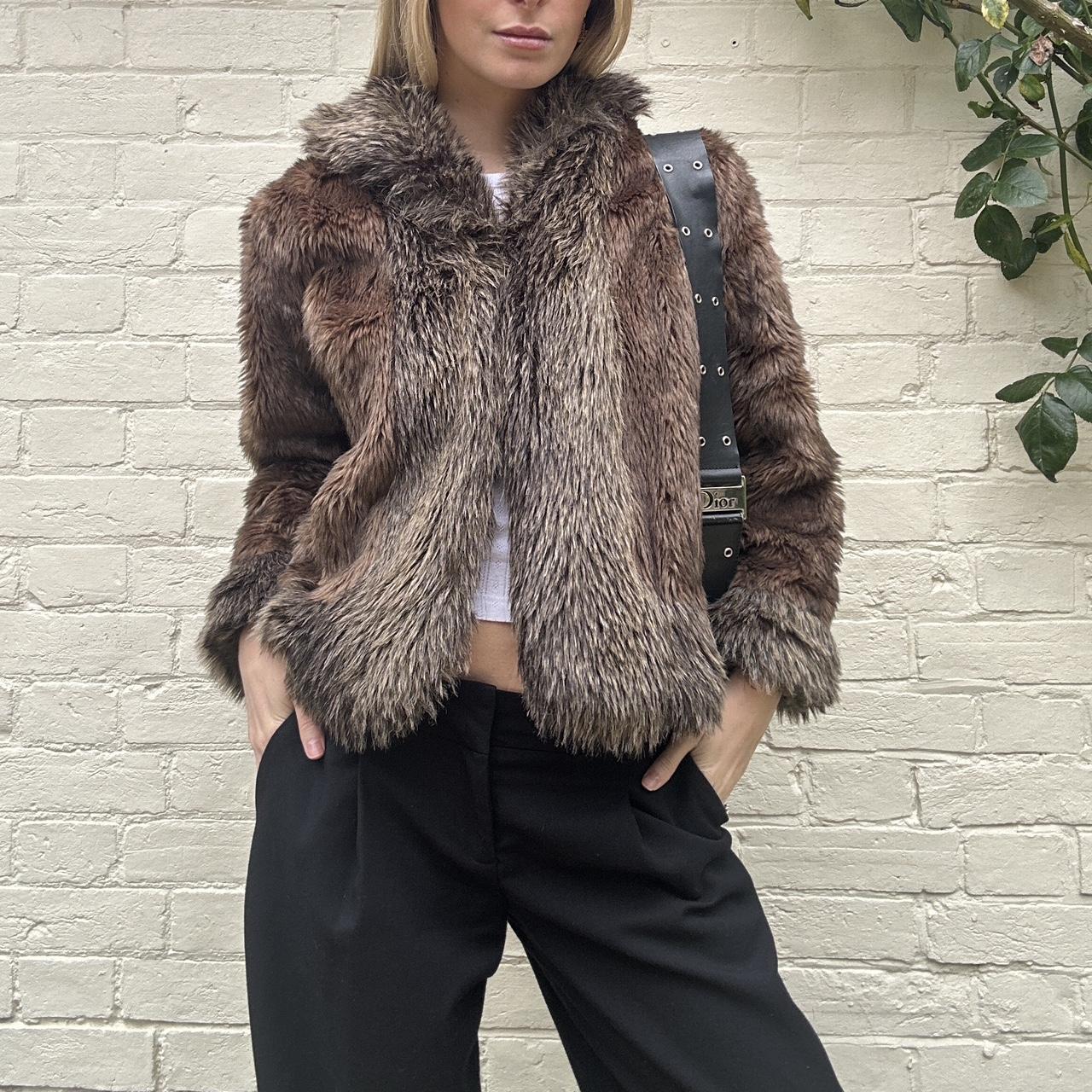 Vintage 00s brown faux fur coat