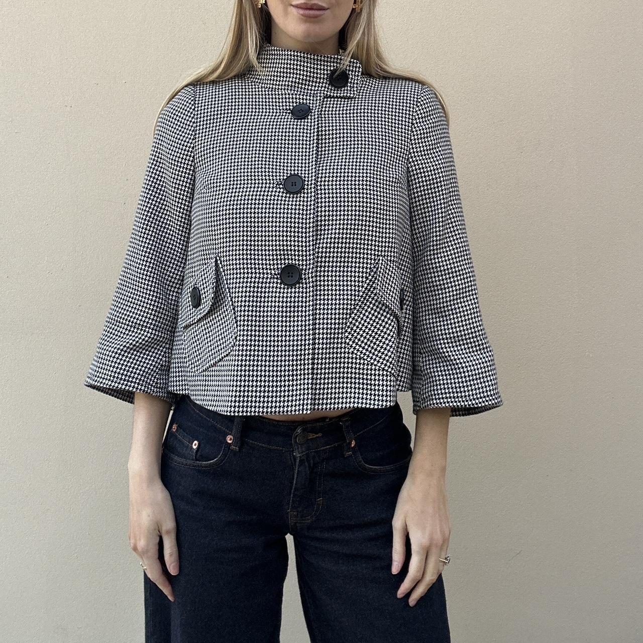 Vintage 00s houndstooth pea coat