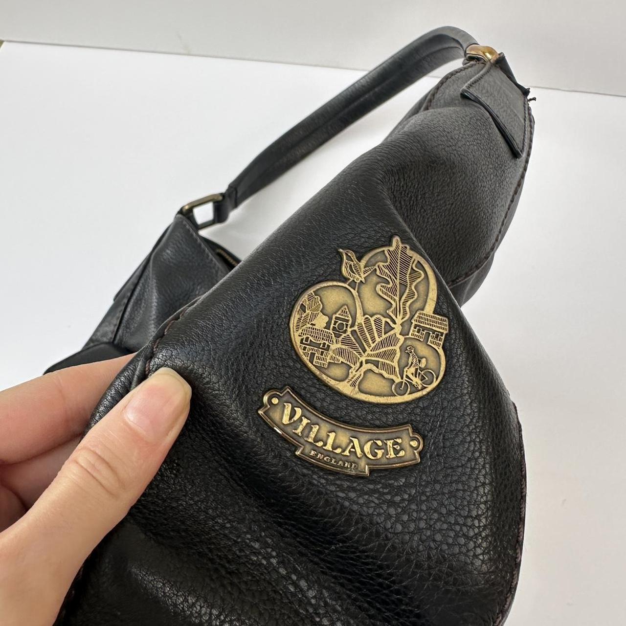 Vintage leather bag with gold horse stirrups detail