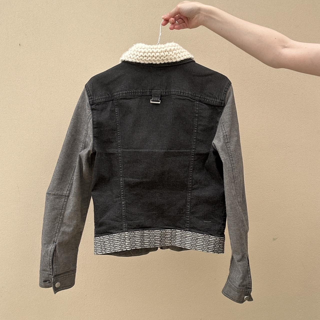 Vintage denim two tone jacket with knit collar