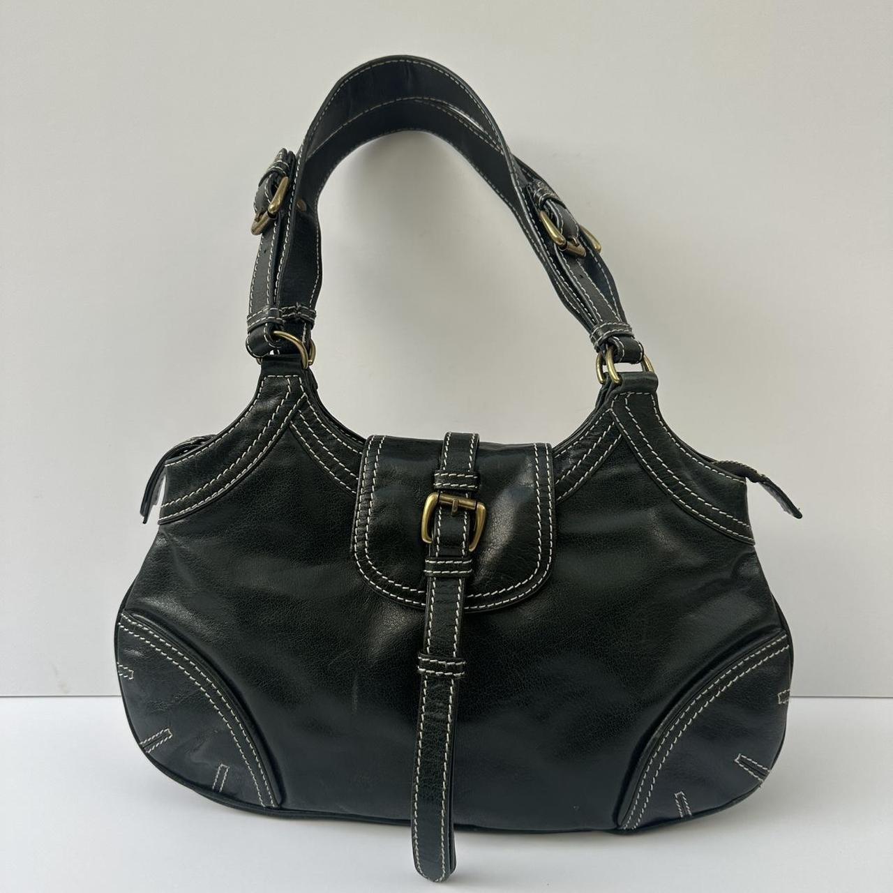 Vintage dark green leather bag
