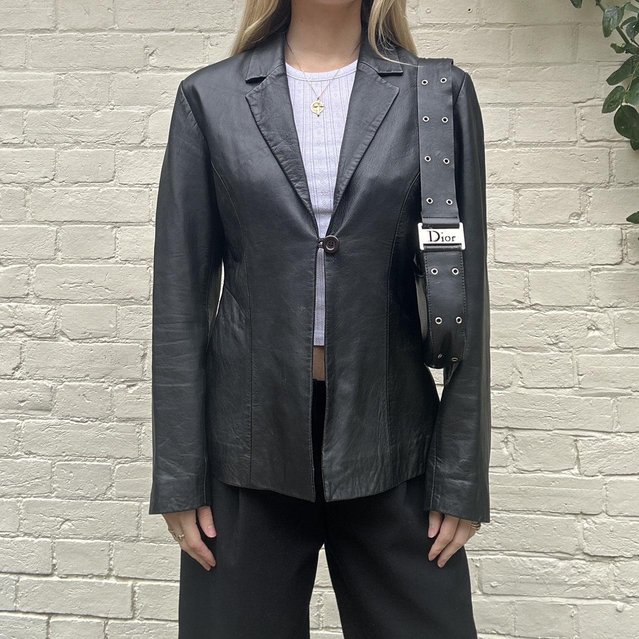 Vintage 00s black leather blazer