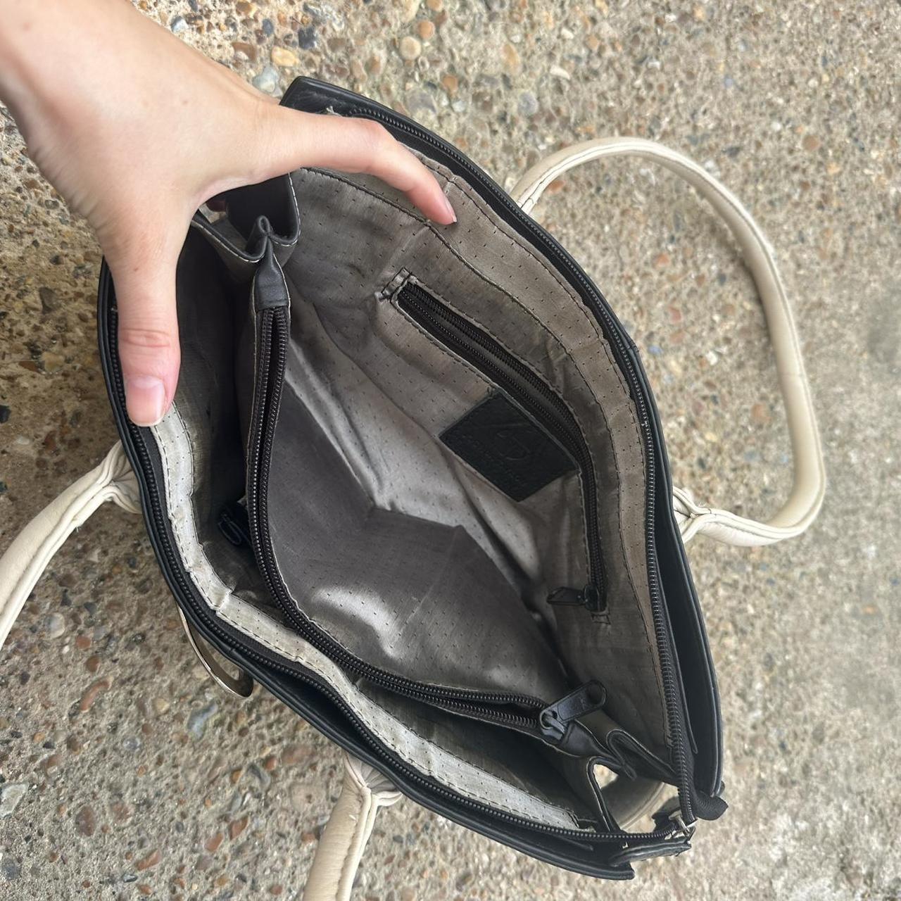 Black and cream leather shoulder bag