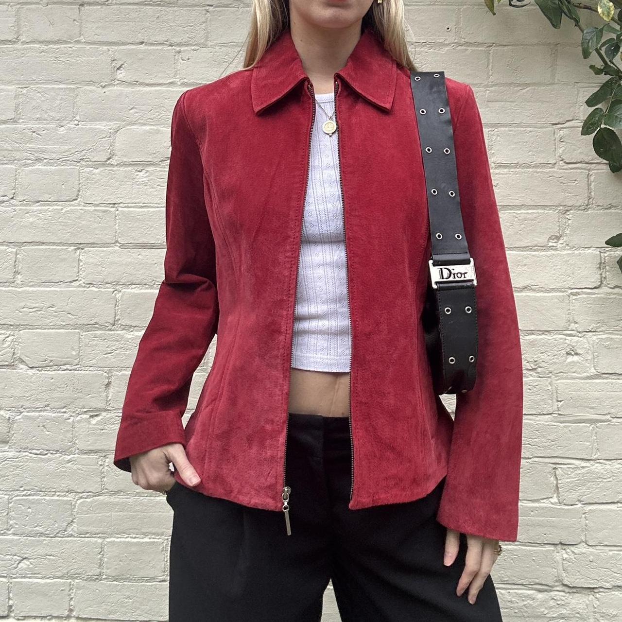 Vintage 00s red suede jacket