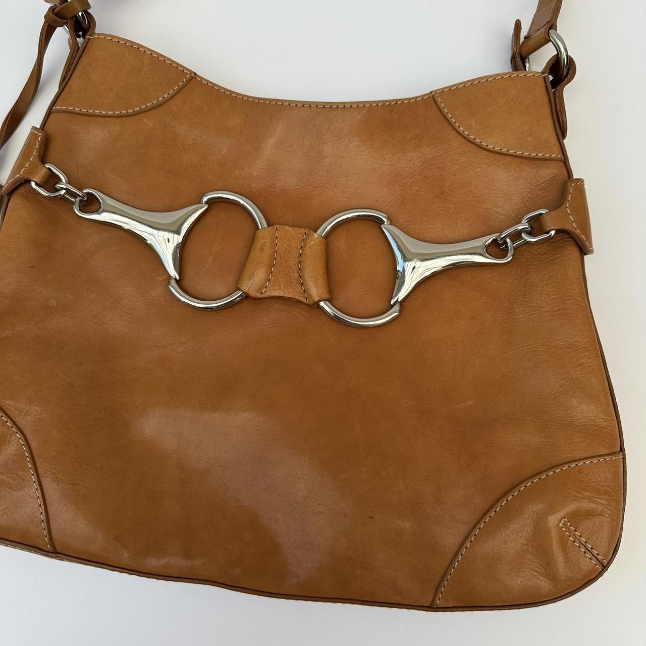 Tan vintage horse bit bag