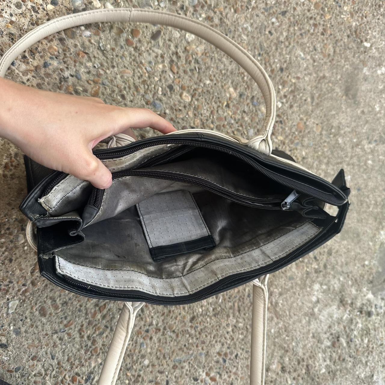 Black and cream leather shoulder bag