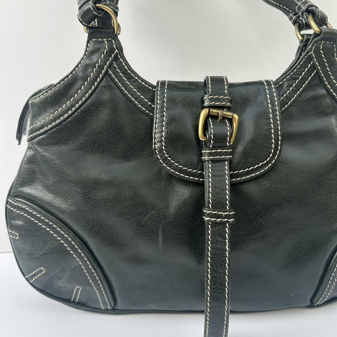 Vintage dark green leather bag