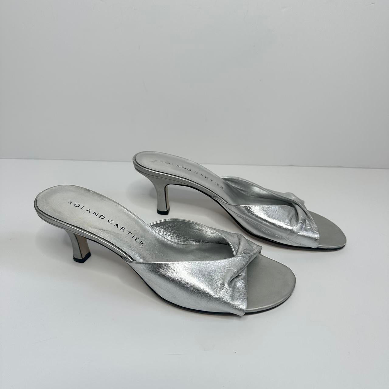 Vintage silver mule kitten heels