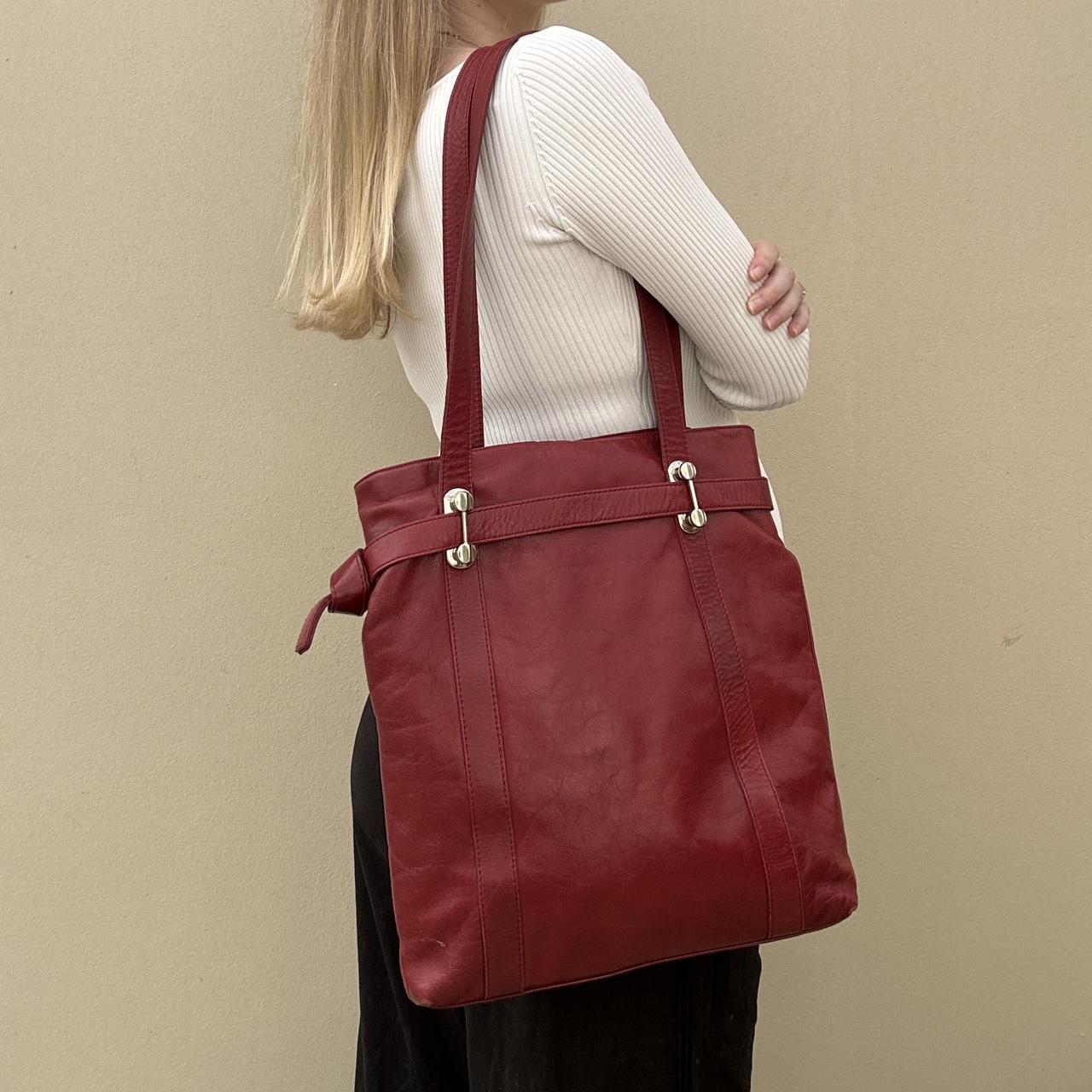 Burgundy leather tote bag