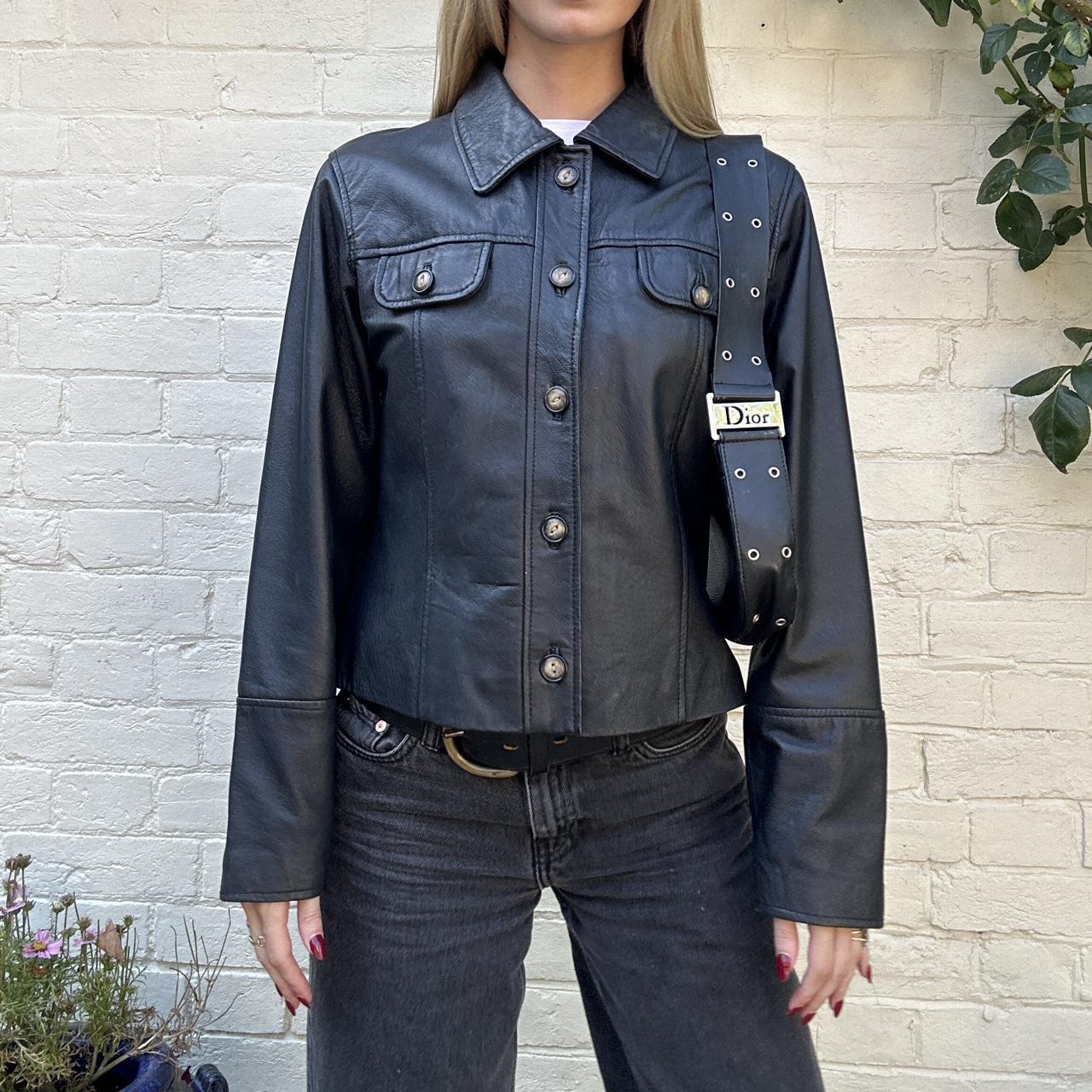Vintage 00s black leather jacket -