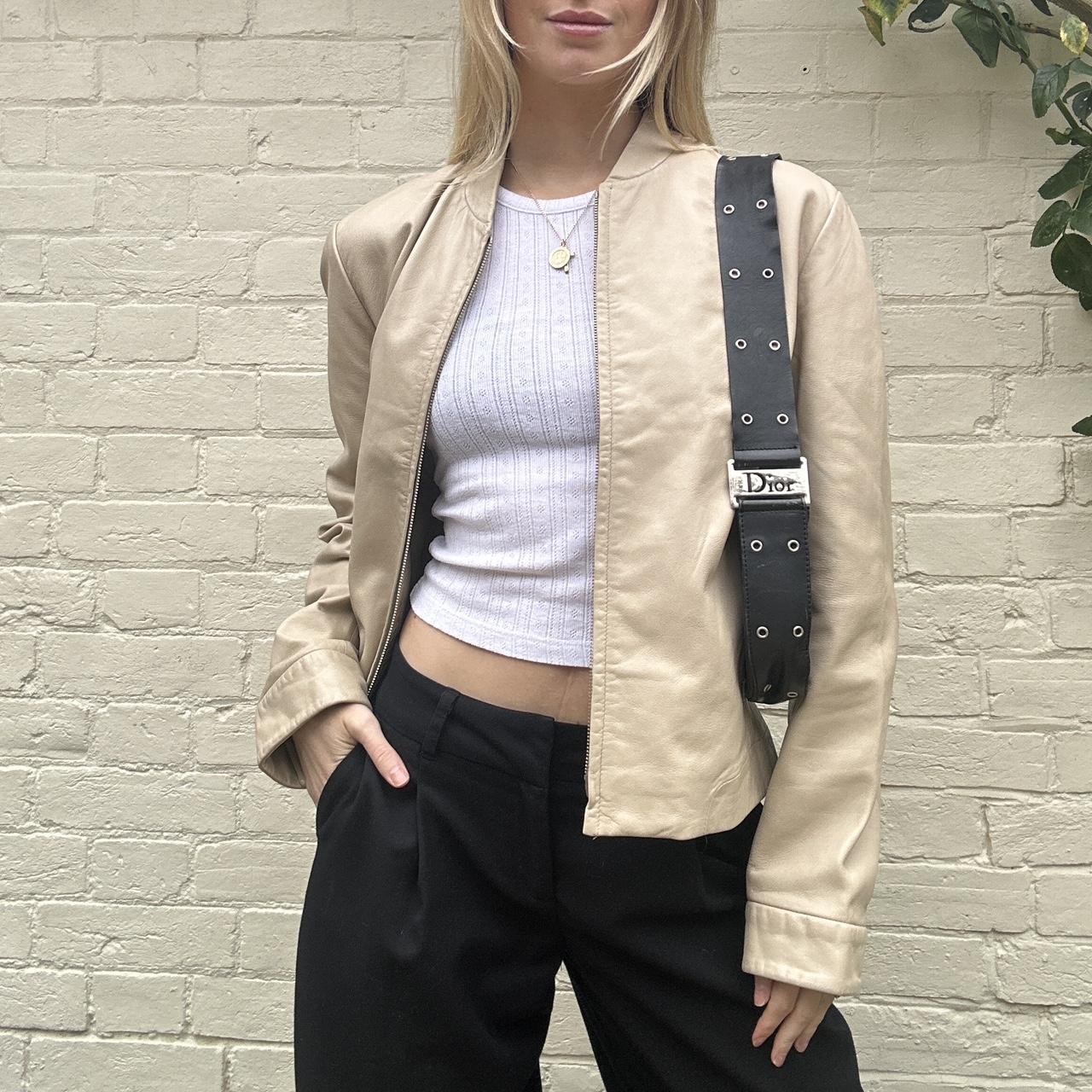 Vintage 00s cream leather jacket