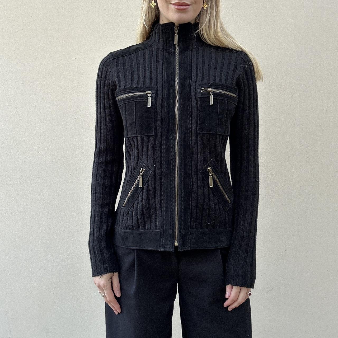 Vintage 00s suede & knit jumper jacket