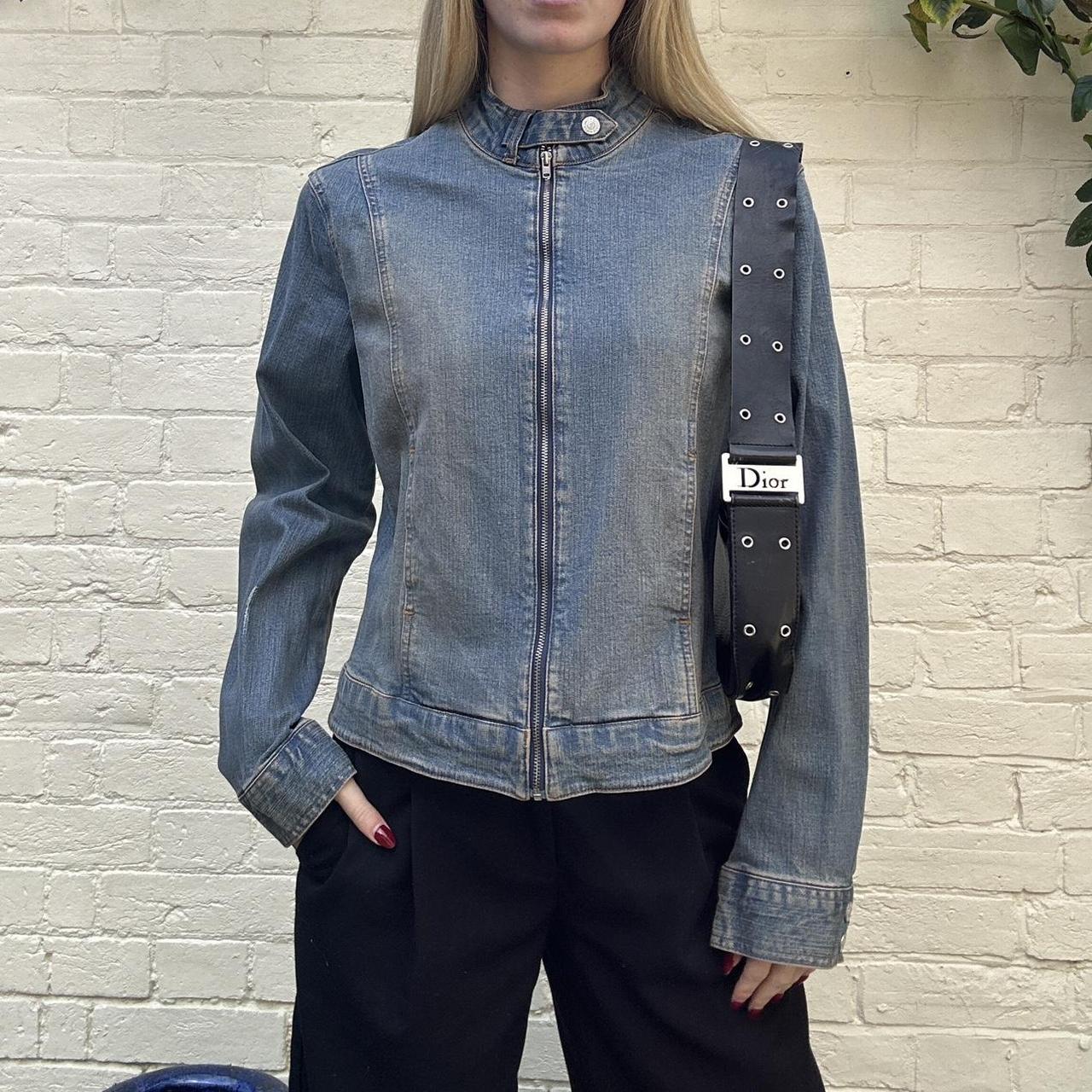 Vintage 00s denim biker jacket