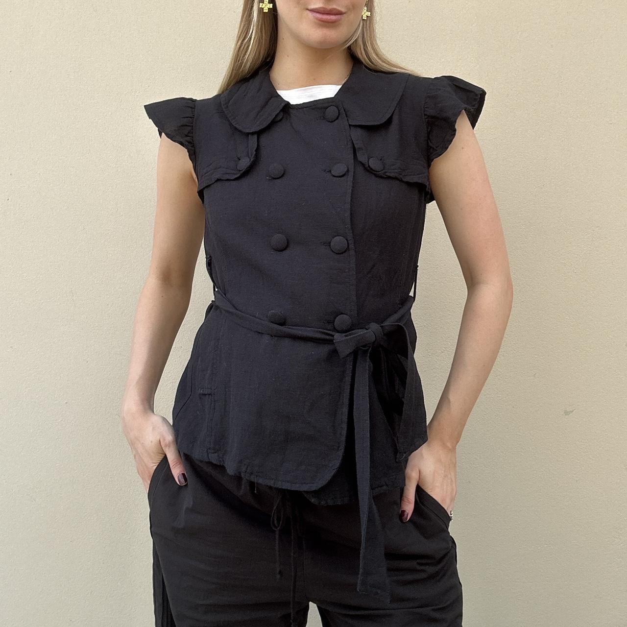 Vintage linen pea coat top