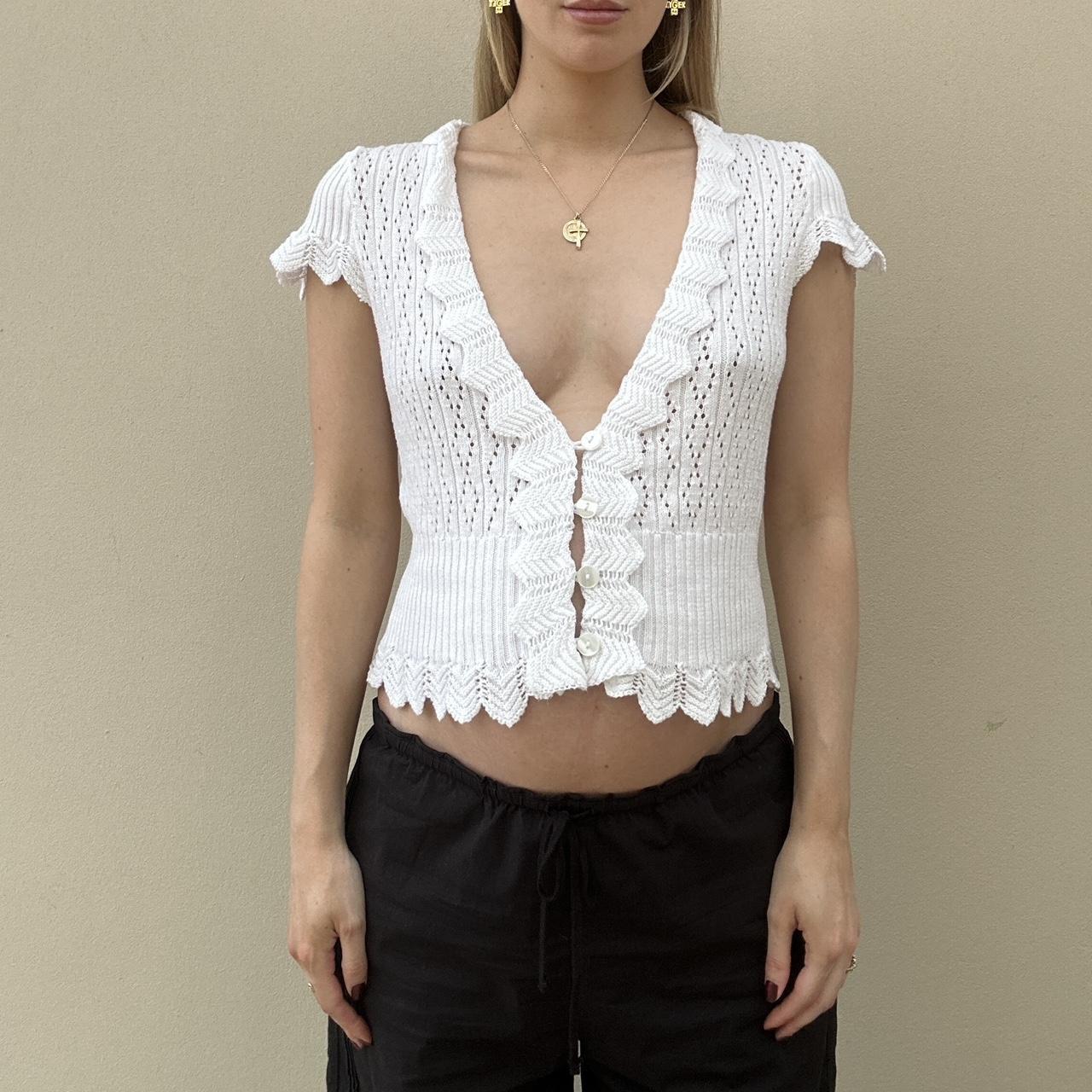 Vintage 00s white crochet top