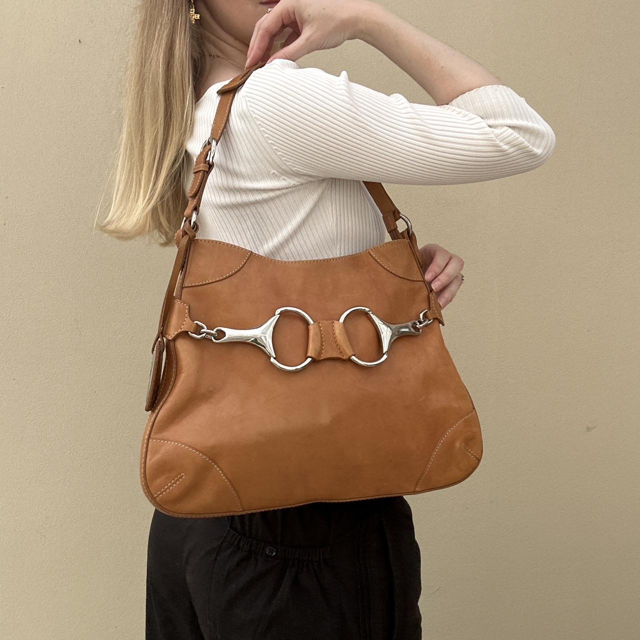 Tan vintage horse bit bag