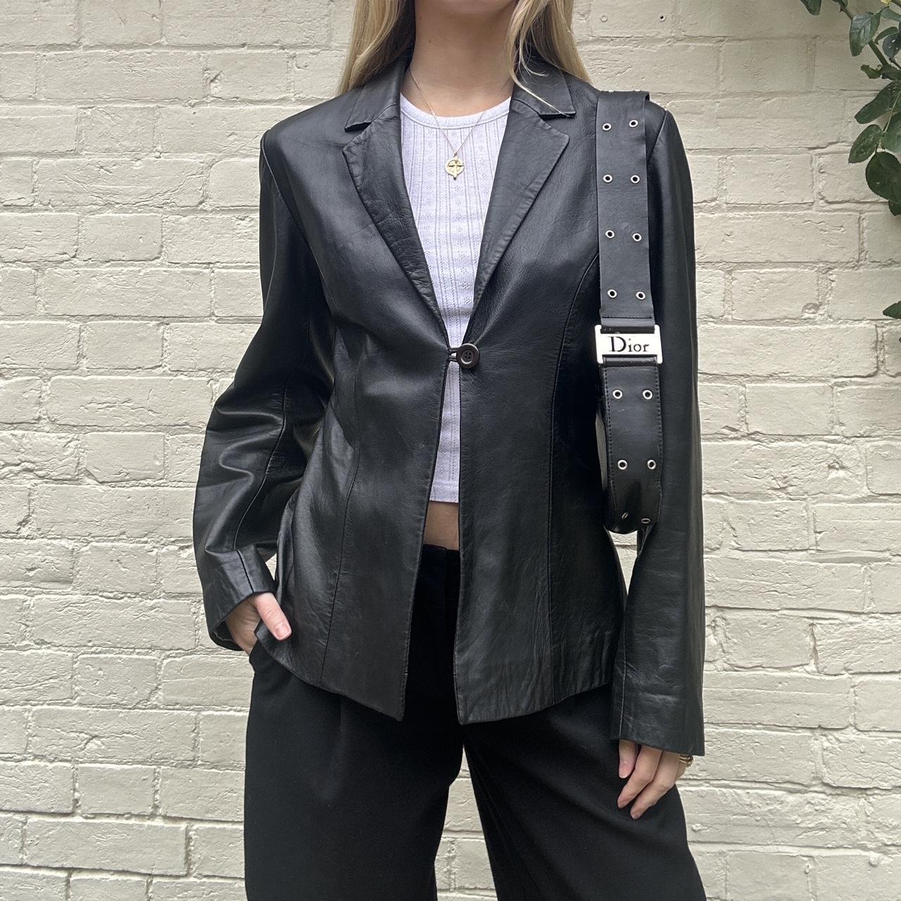 Vintage 00s black leather blazer