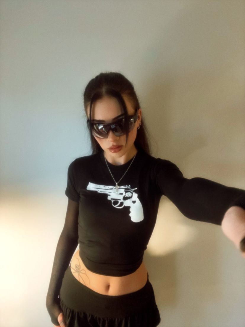 Black & White Pistol baby tee