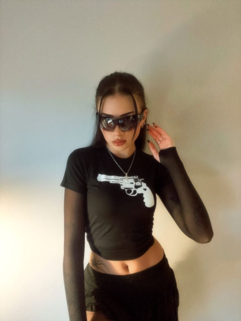 Black & White Pistol baby tee