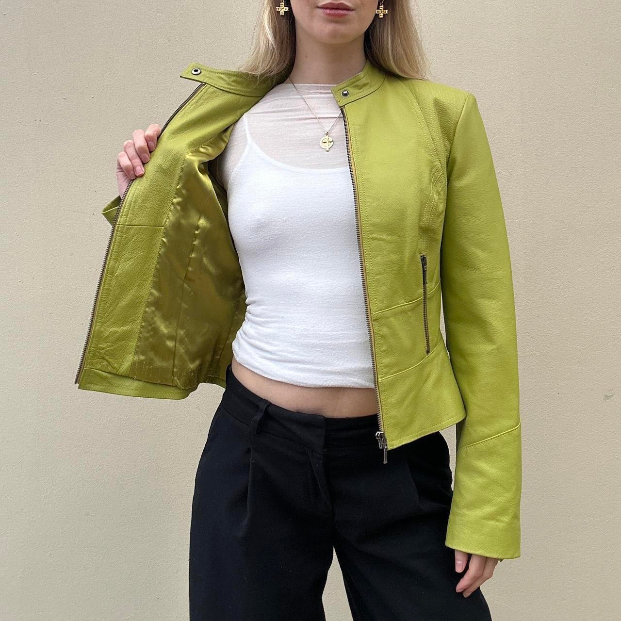 Vintage pistachio leather jacket