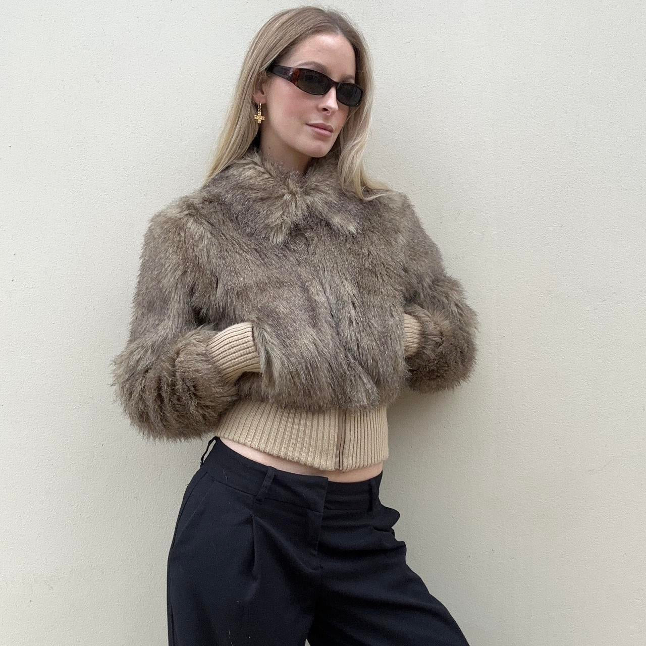 Vintage 00s faux fur bomber jacket