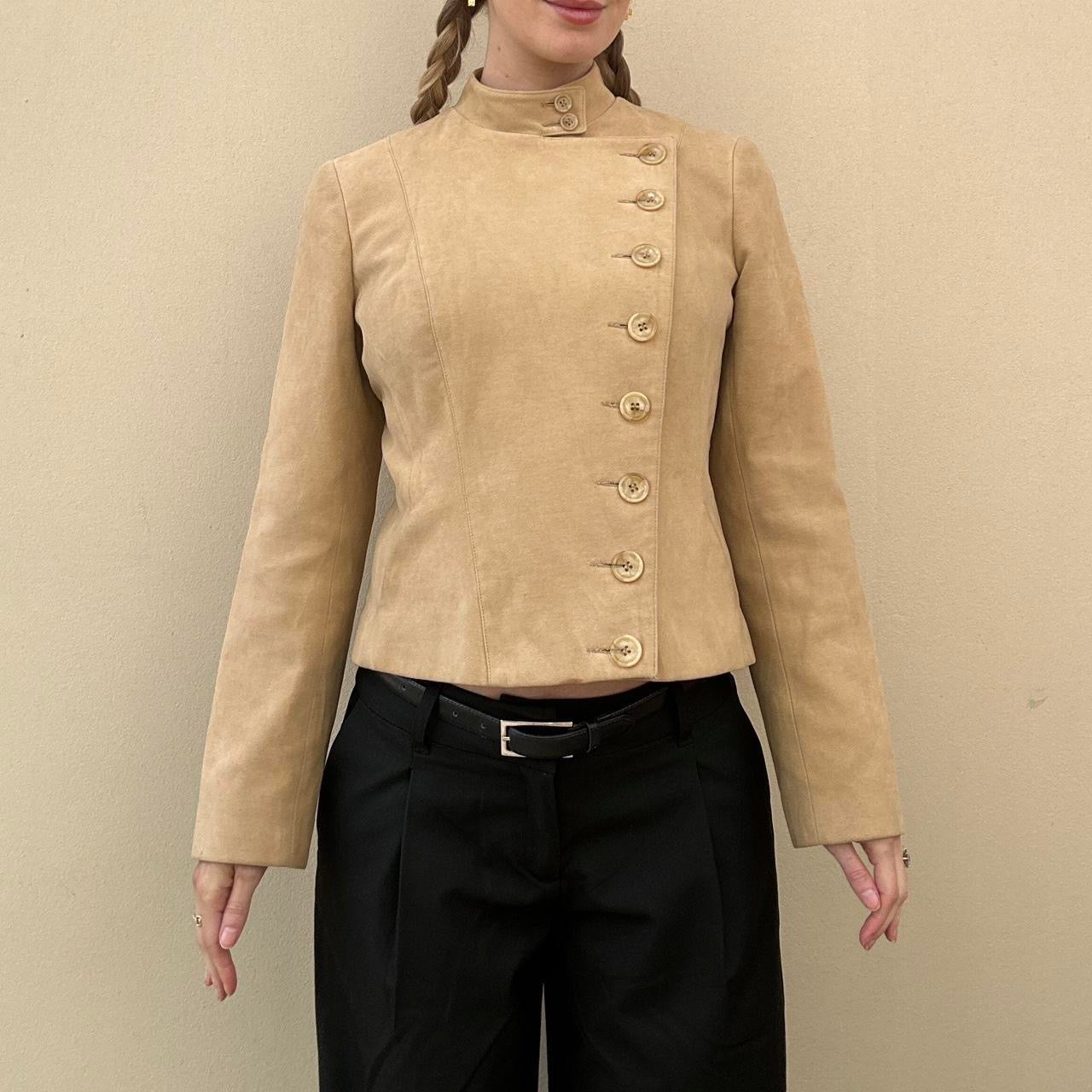 Vintage 00s asymmetric camel jacket