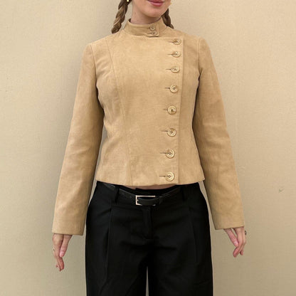 Vintage 00s asymmetric camel jacket