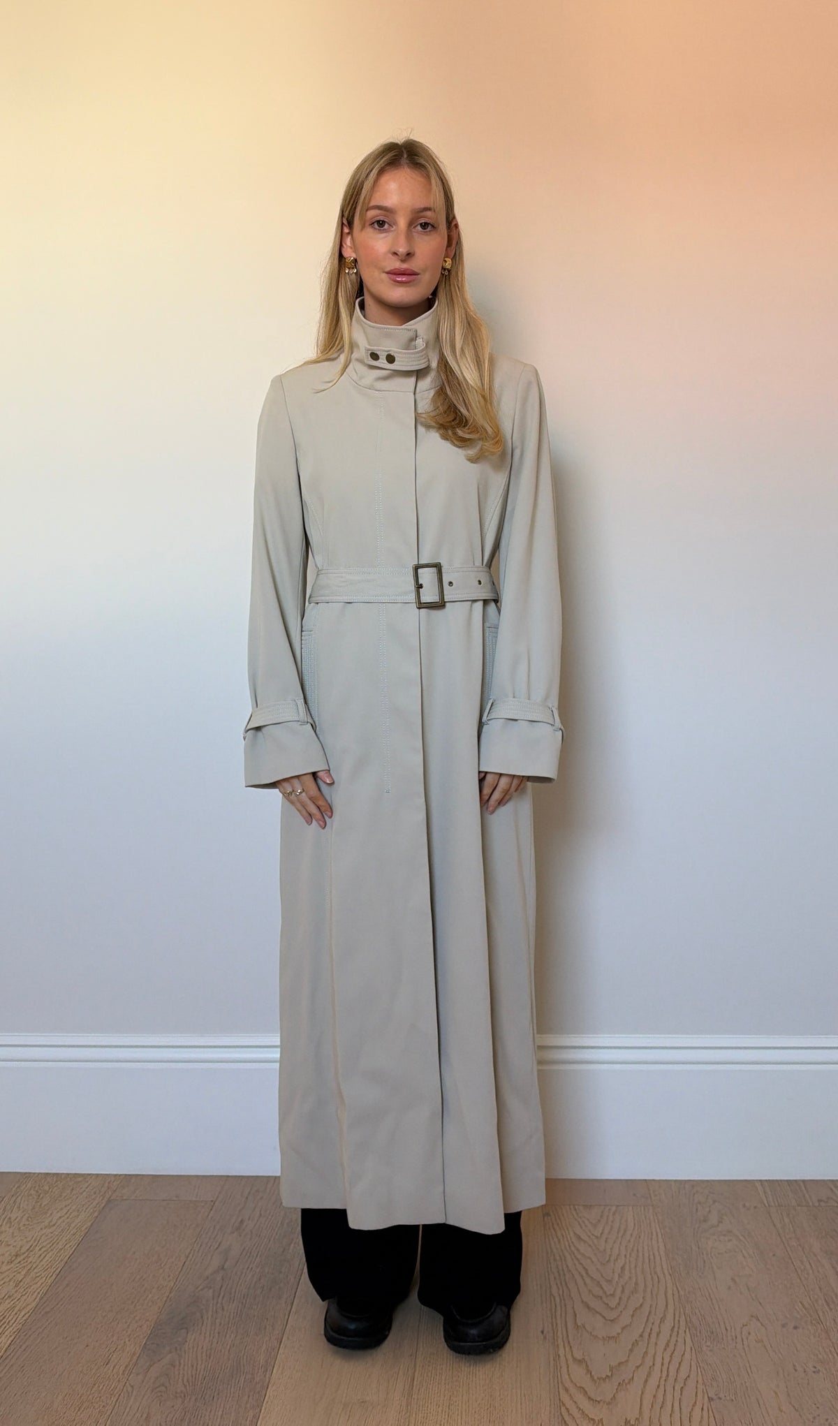Vintage Cream Full length Trench Coat