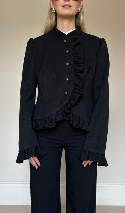 Vintage ruffle asymmetric jacket