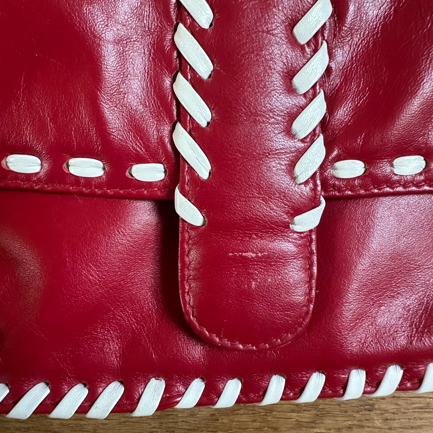 Vintage red & white mini bag