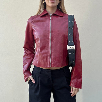 Vintage 00s red leather jacket