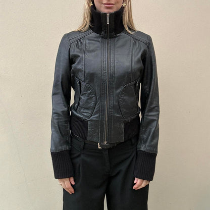 Vintage 00s black leather jacket