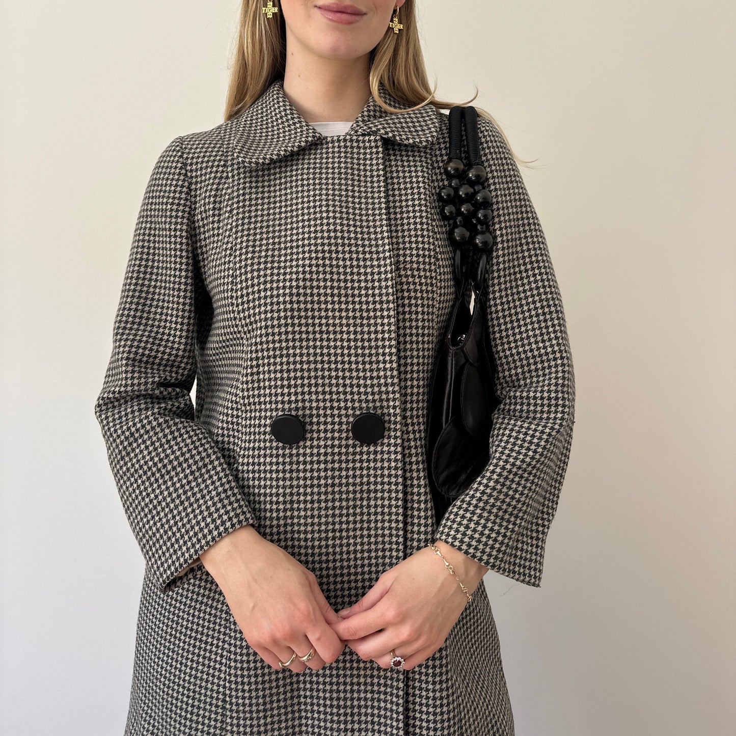 Vintage dogtooth pea coat