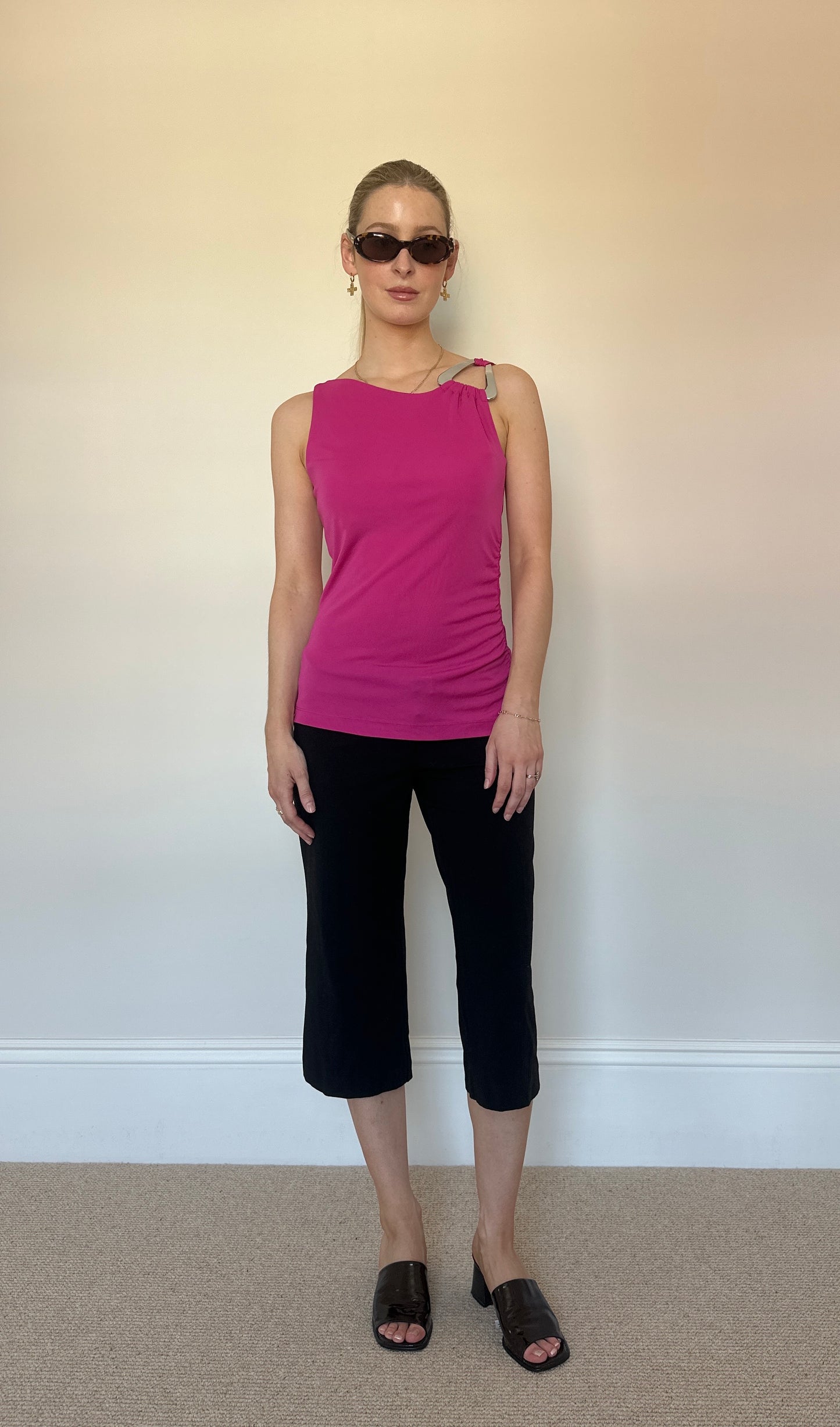 Vintage pink top with silver hardware