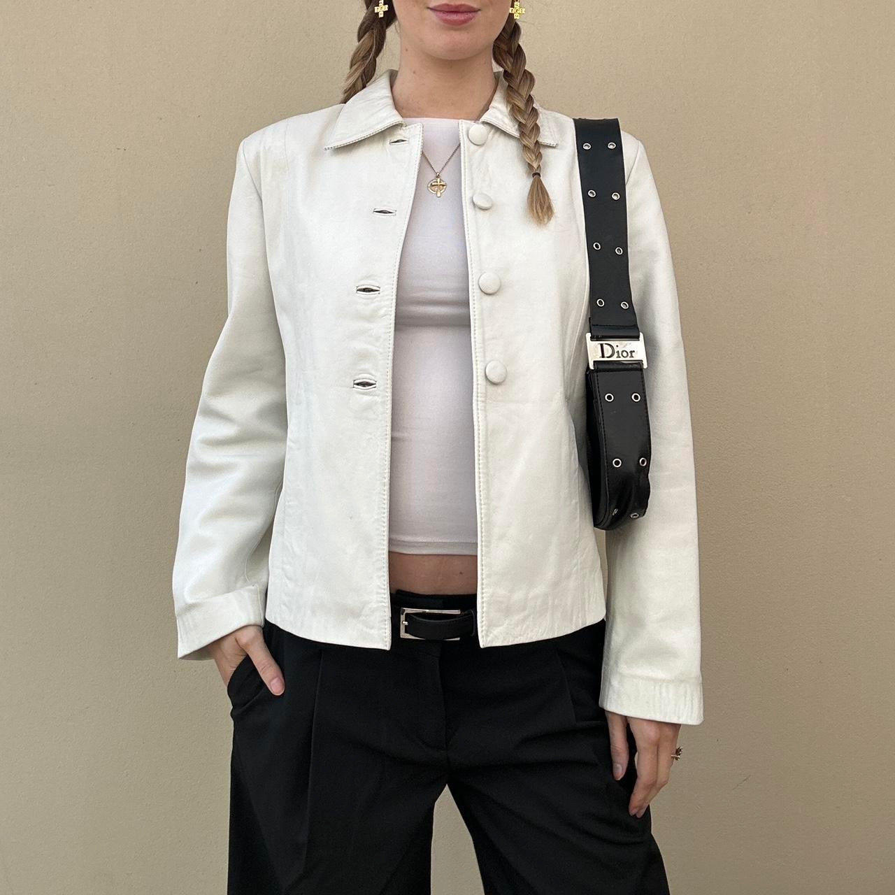 Vintage 00s white leather jacket