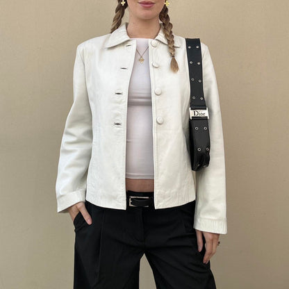 Vintage 00s white leather jacket