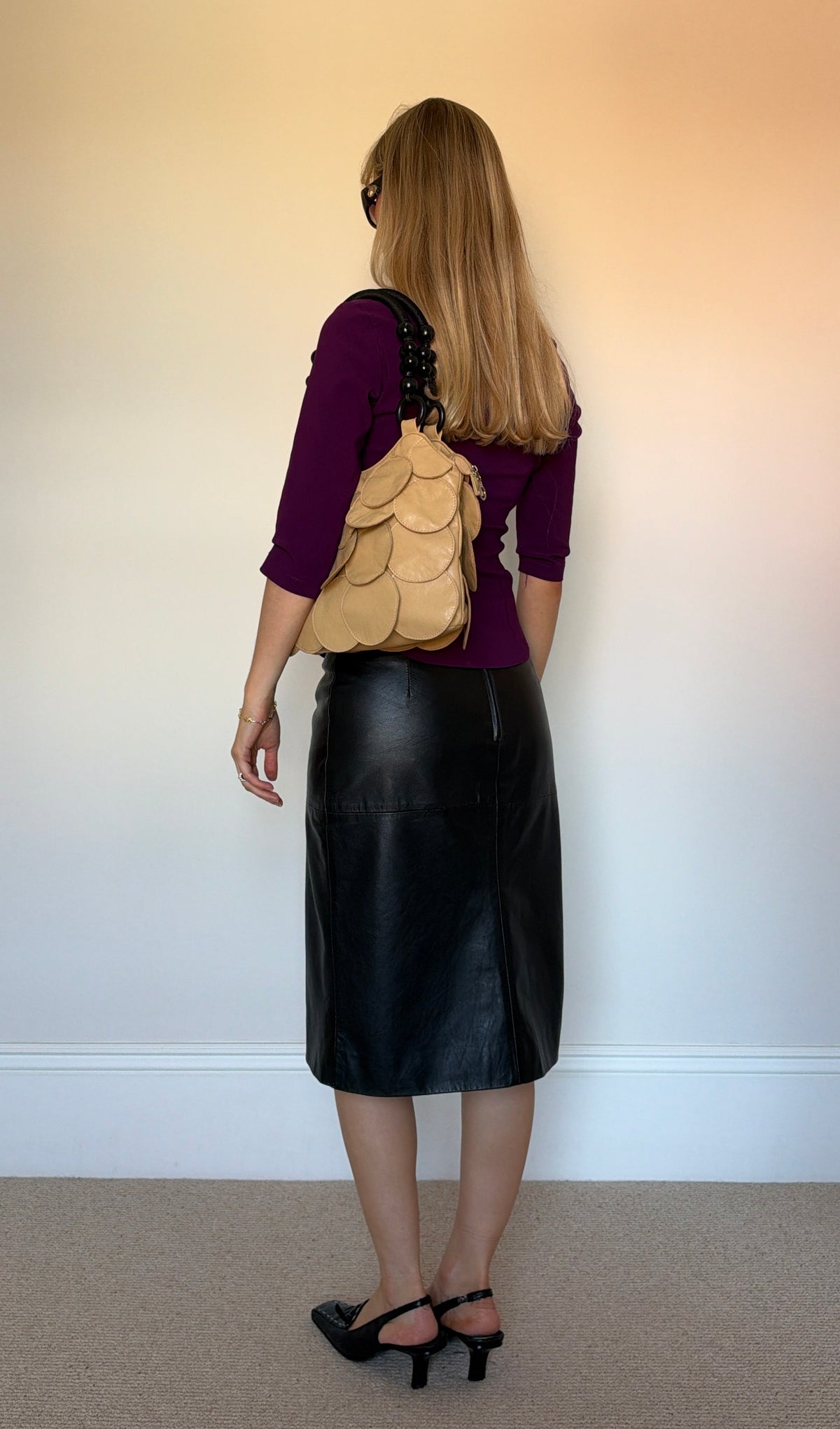 Vintage real leather skirt