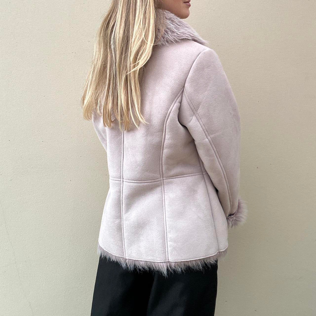 Vintage faux suede & faux fur lilac jacket