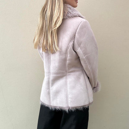 Vintage faux suede & faux fur lilac jacket